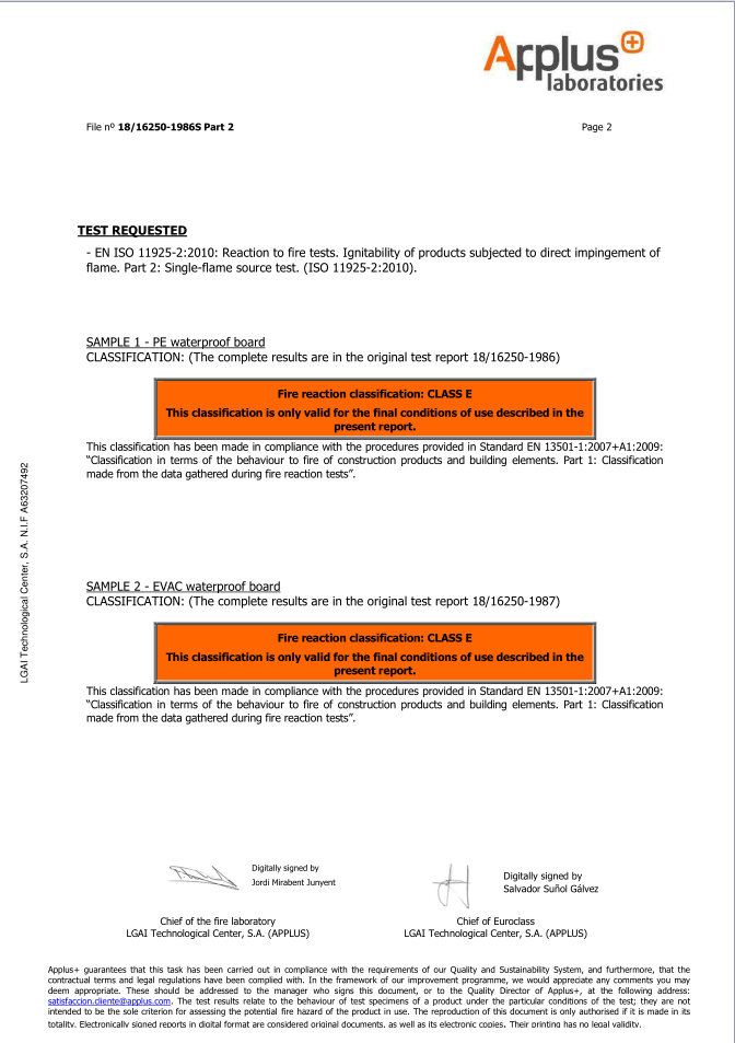 PE、EVA阻燃防水板CE证书